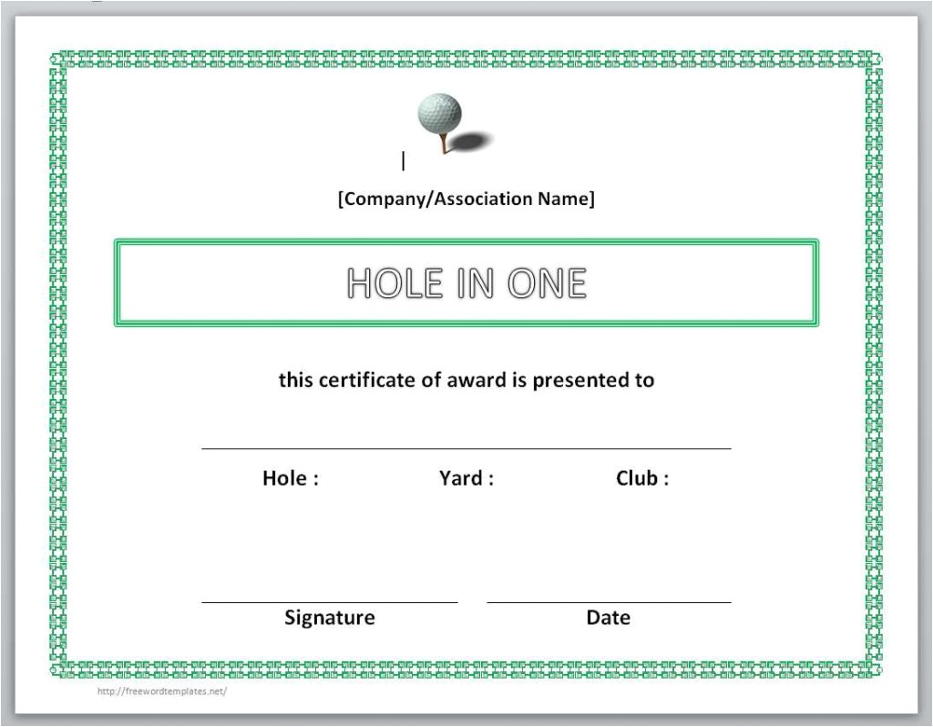 Hole In One Certificate Template 13 Free Certificate Templates for Word Microsoft and