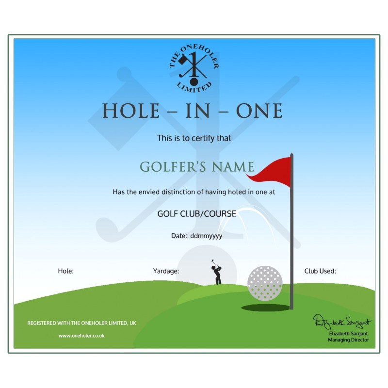 Hole In One Certificate Template Williamson ga us