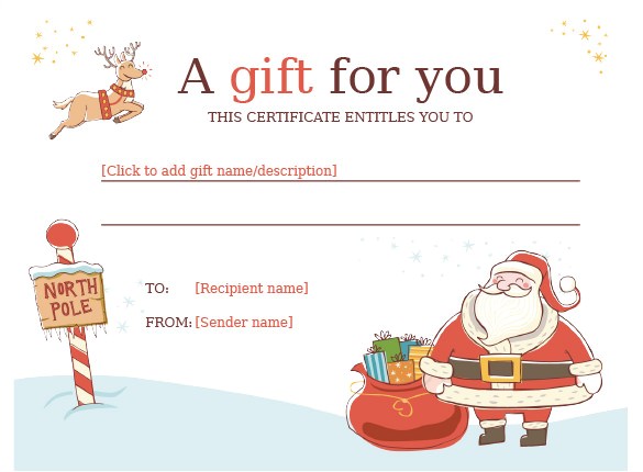Holiday Gift Certificate Template Free Download Christmas Gift Certificate Template 16 Word Pdf