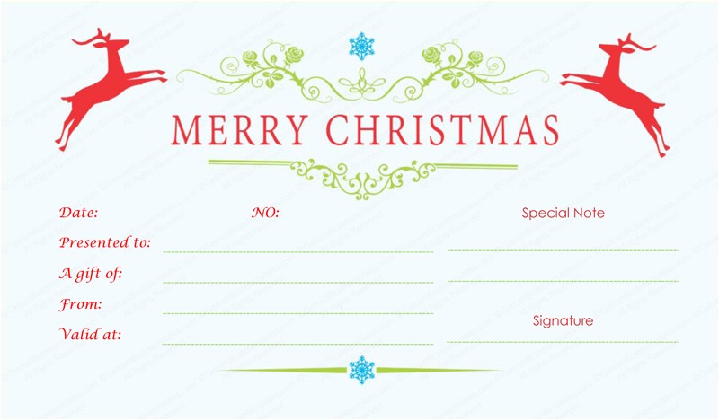 double reindeer christmas gift certificate template