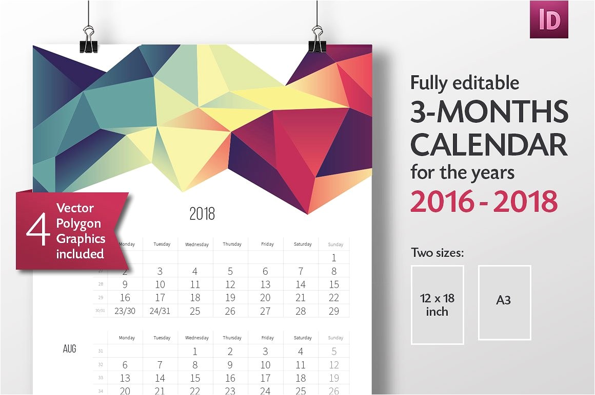 2017 calendar template indesign