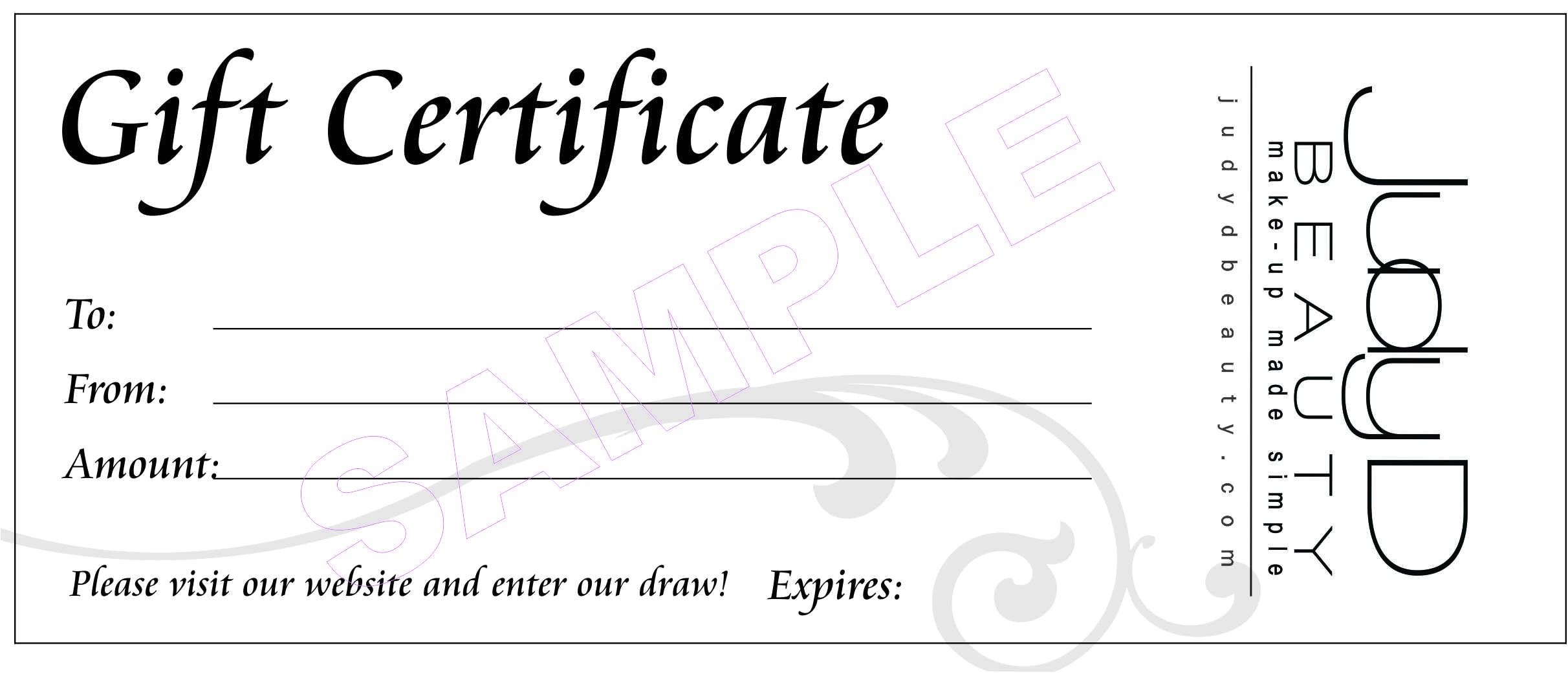 gift certificate sample