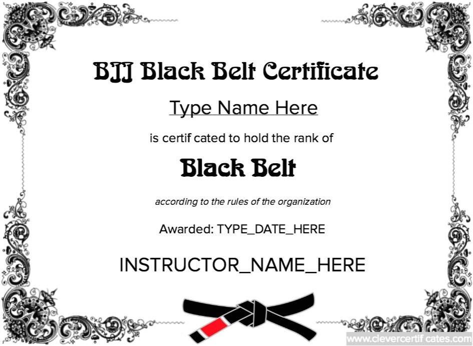 martial arts grading certificate template