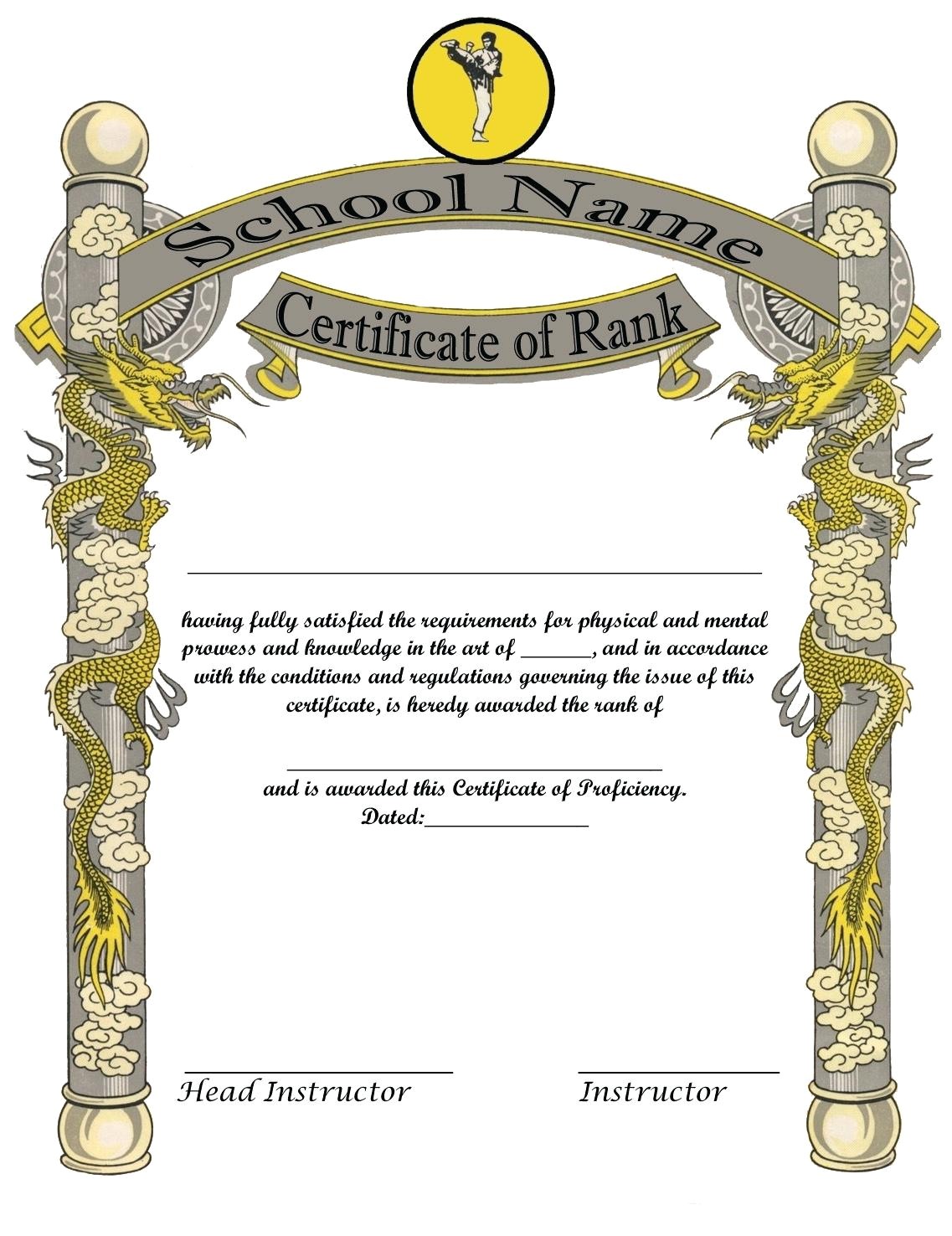 taekwondo certificate template