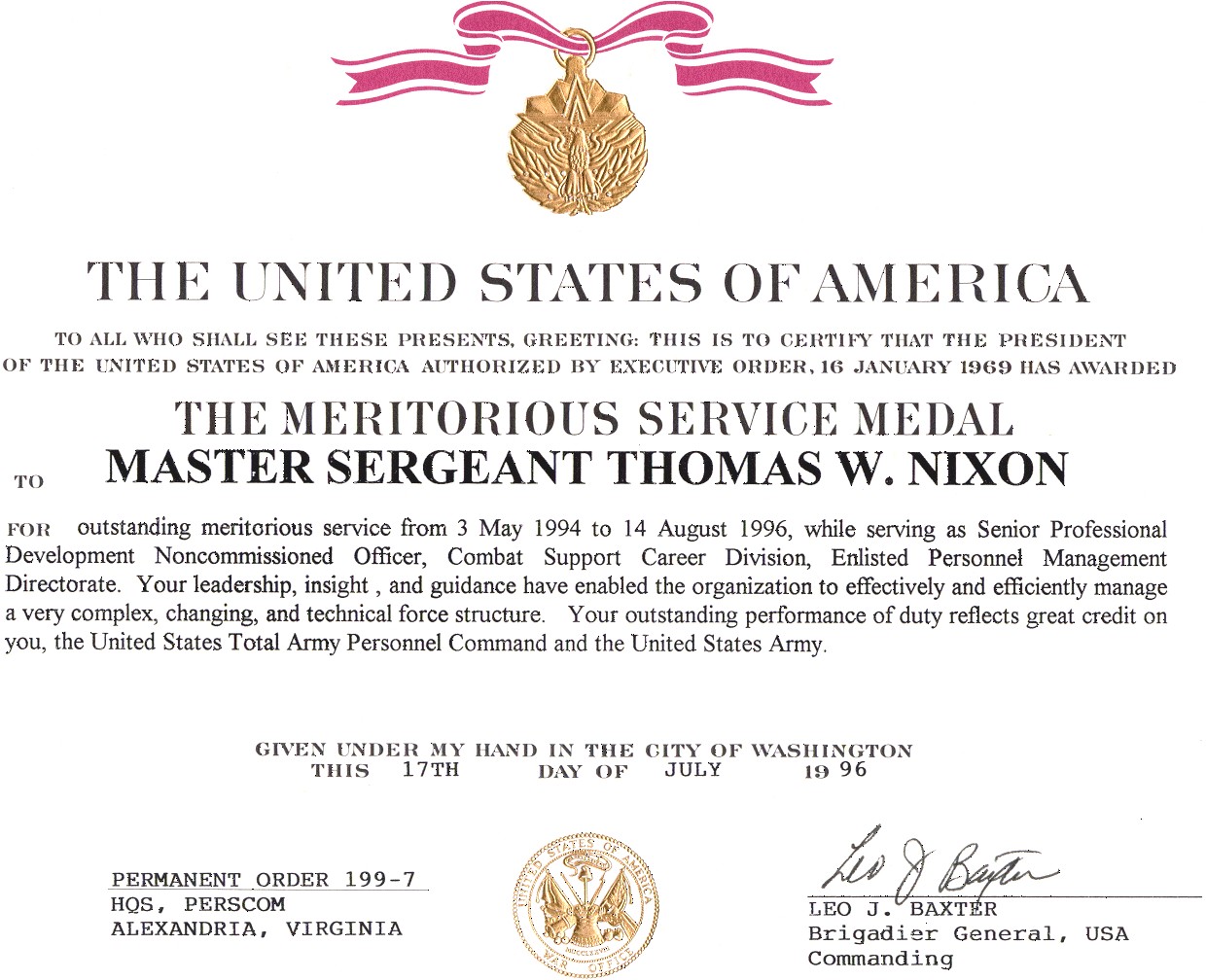 army certificate of appreciation example
