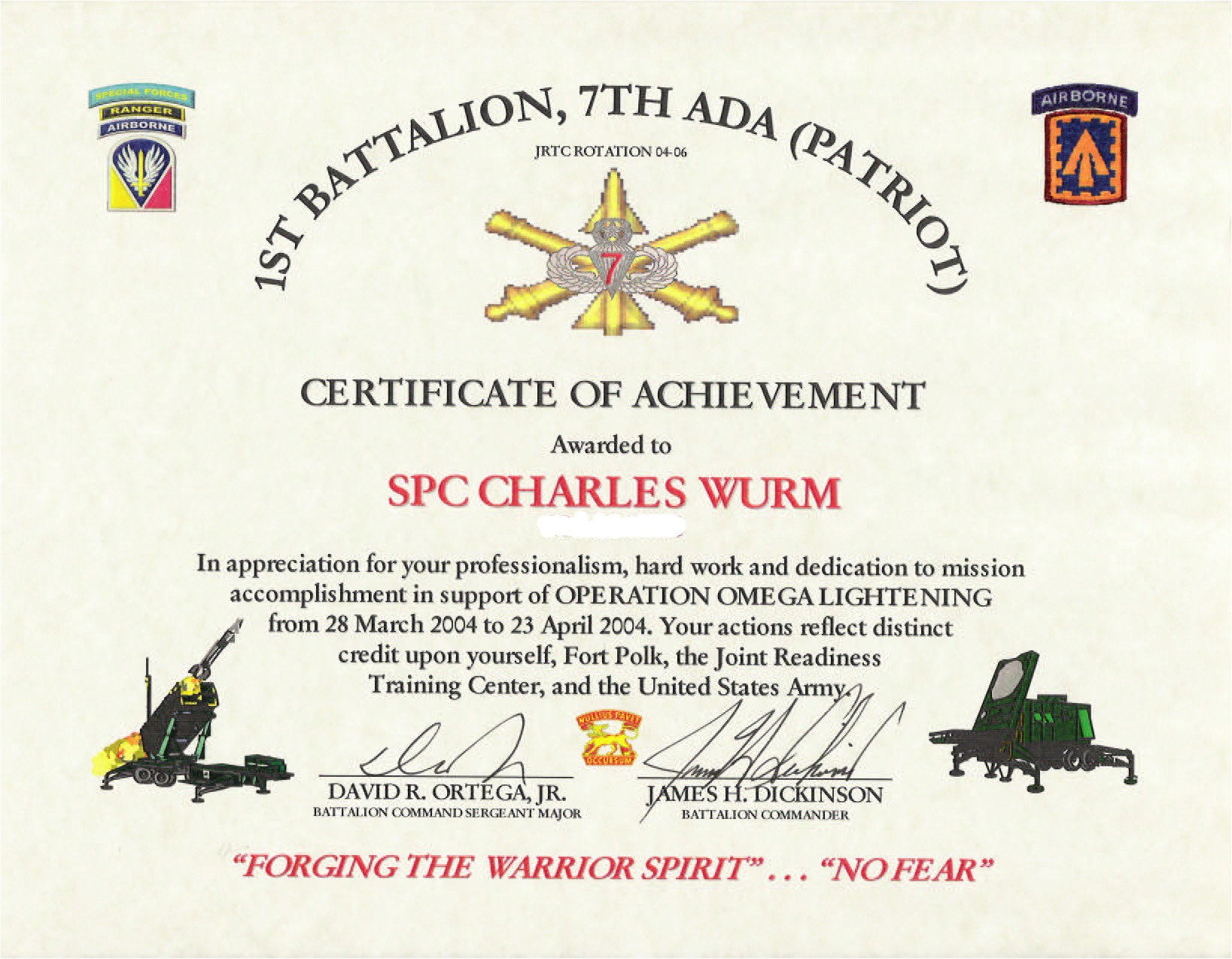 army certificates of achievement templates
