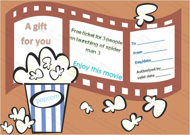 movie tickets gift certificate template