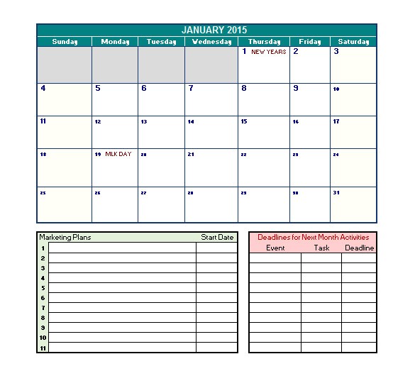 microsoft calendar template