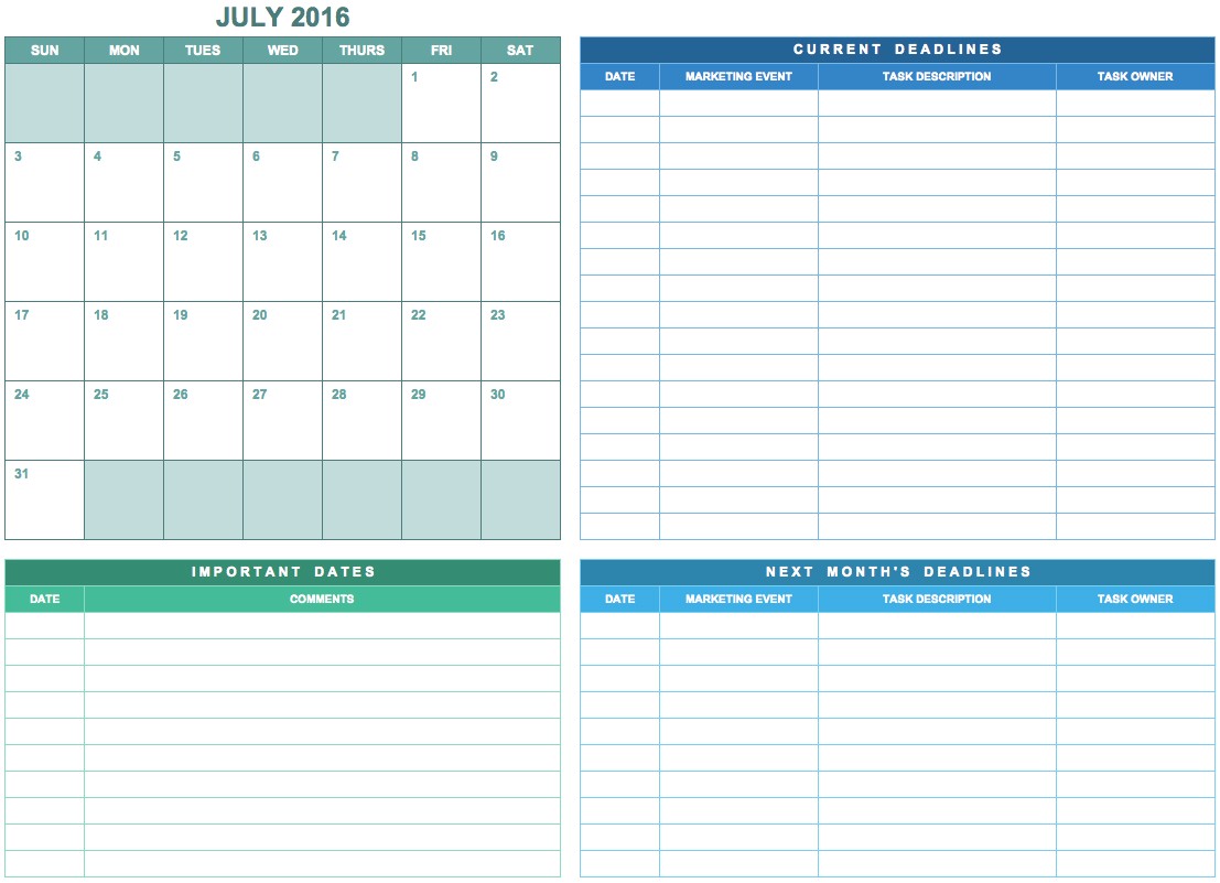 Online Marketing Calendar Template 9 Free Marketing Calendar Templates for Excel Smartsheet