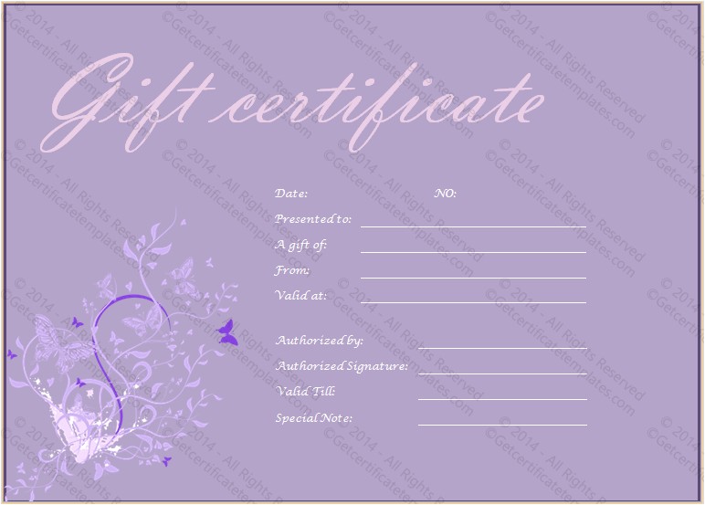 purple paper gift certificate template