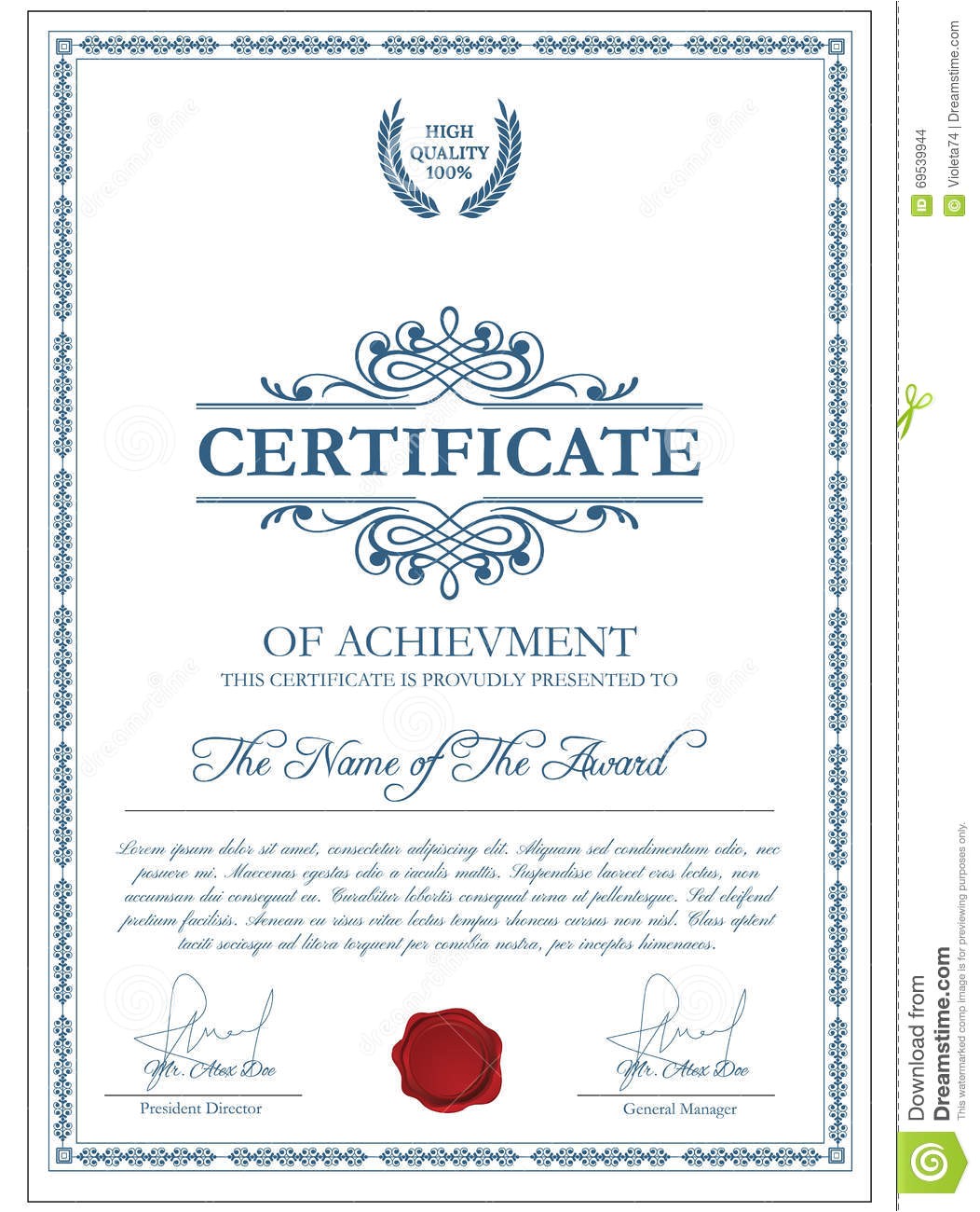 Patent Certificate Template Certificate Template with Guilloche Elements Stock Vector