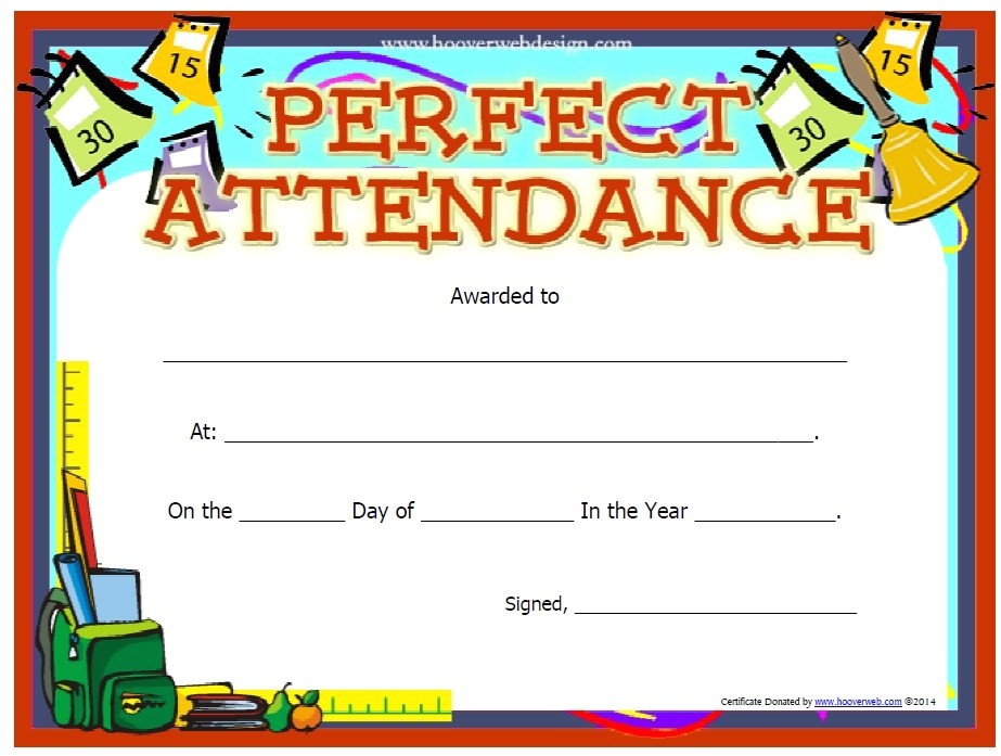 Perfect attendance Certificate Template 13 Free Sample Perfect attendance Certificate Templates