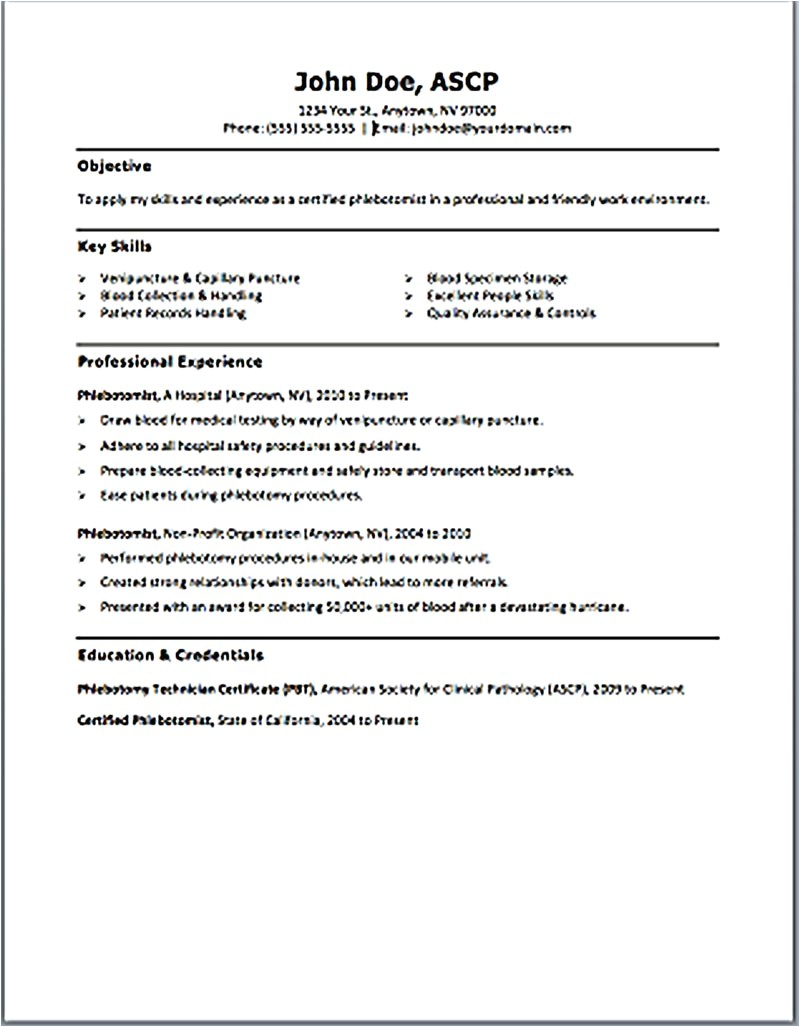 phlebotomy resume samples