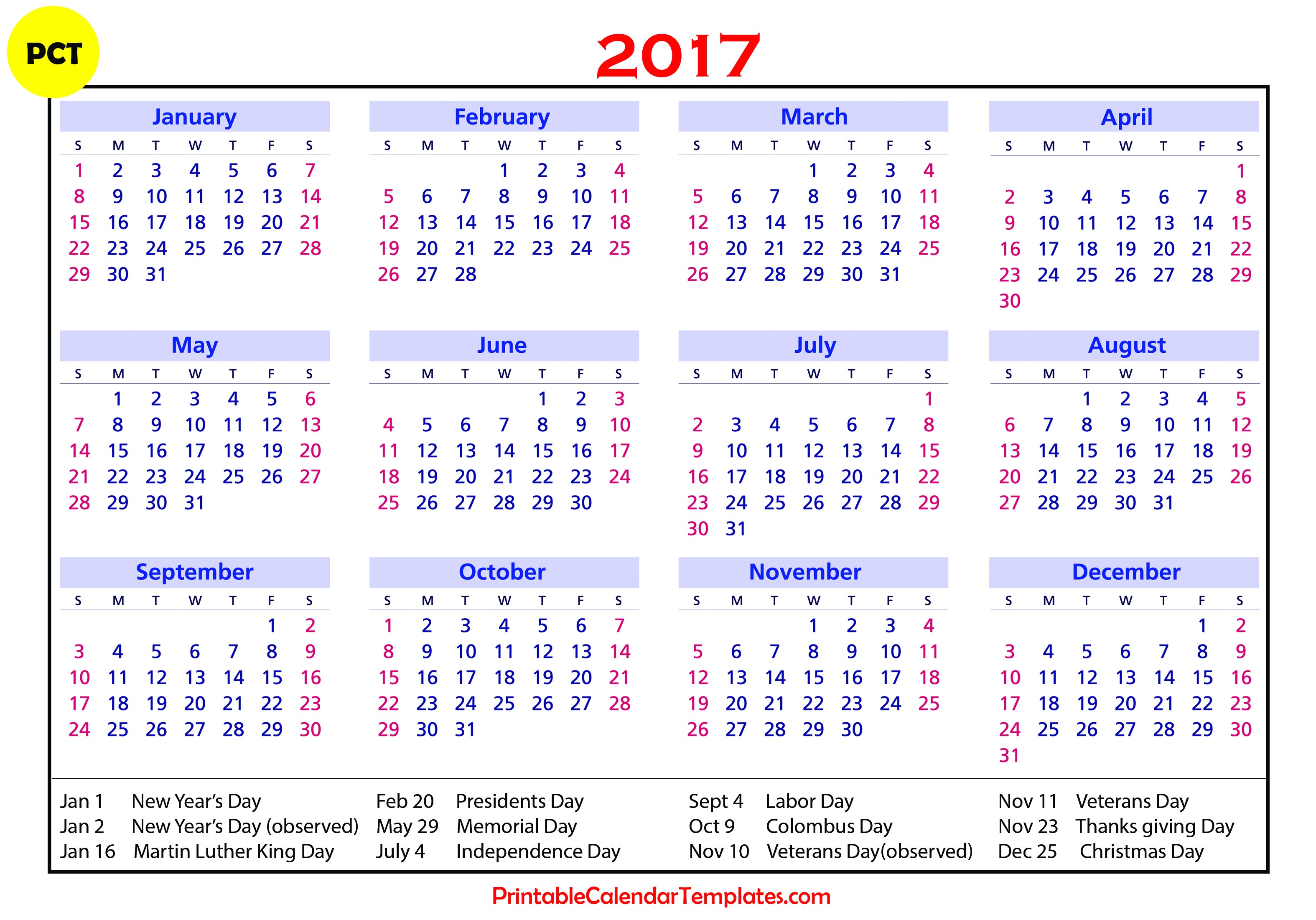 Picture Calendar Template 2017 2017 Calendar with Holidays Weekly Calendar Template