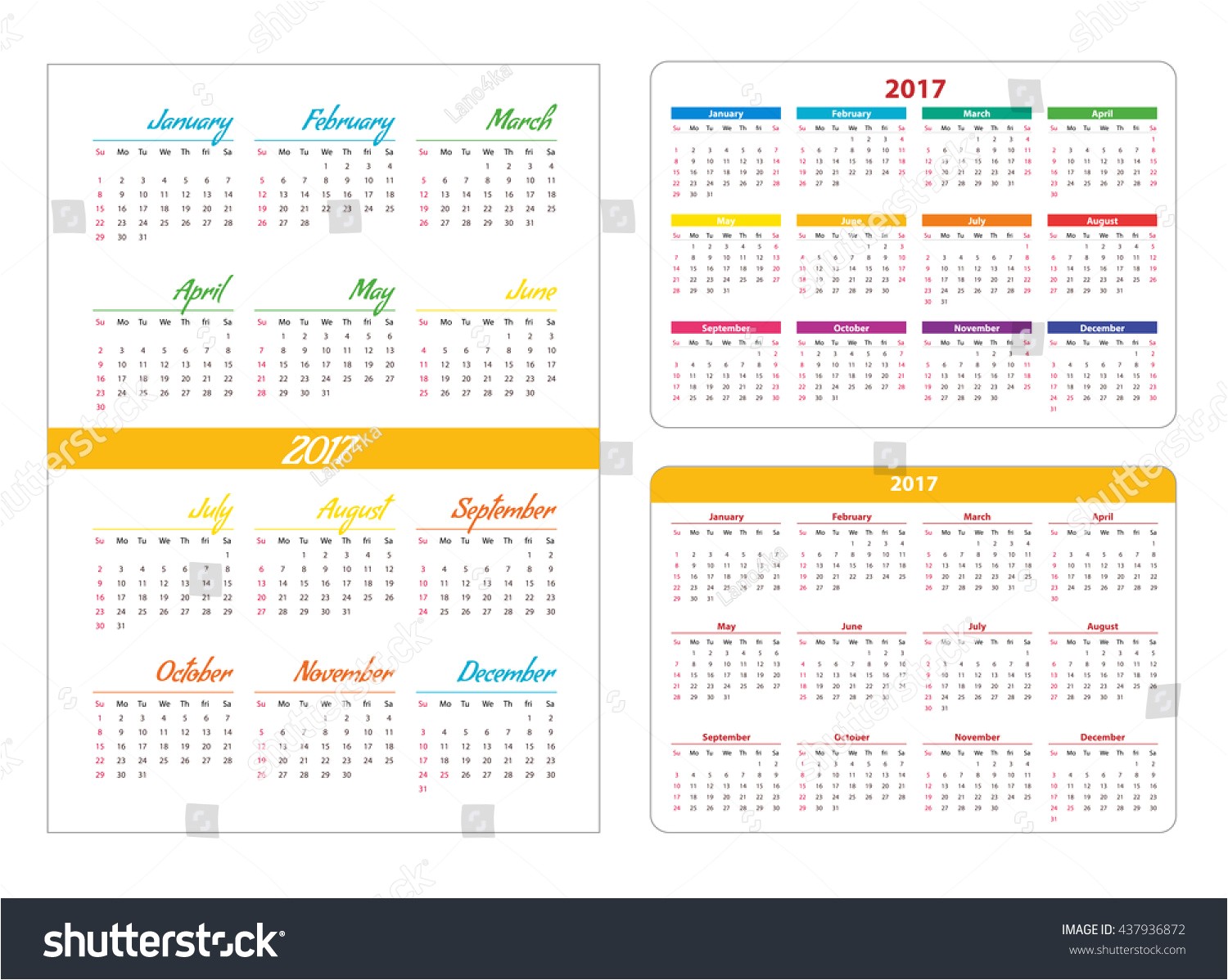 horizontal pocket calendar on 2017 year 437936872