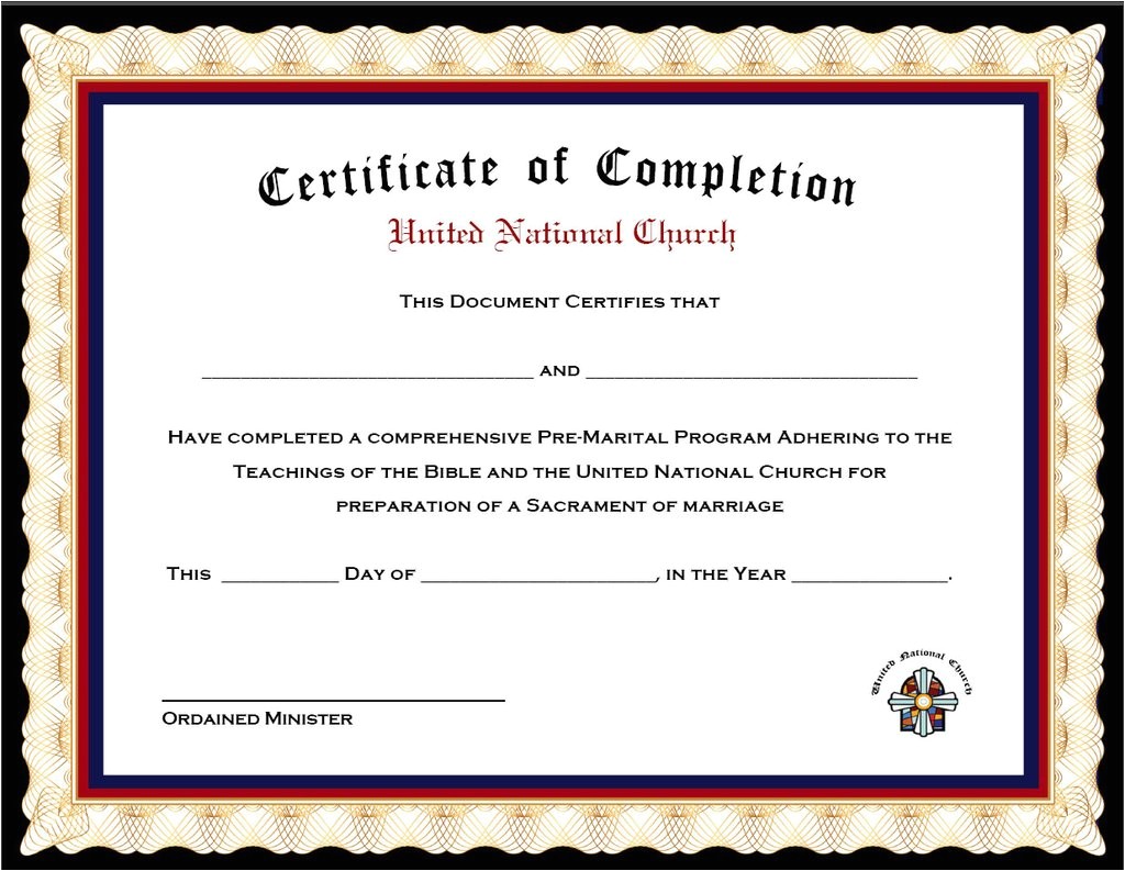 Premarital Counseling Certificate Of Completion Template Marriage Counseling Certificate Of Completion Template