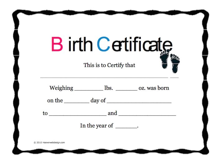 birth certificate templates