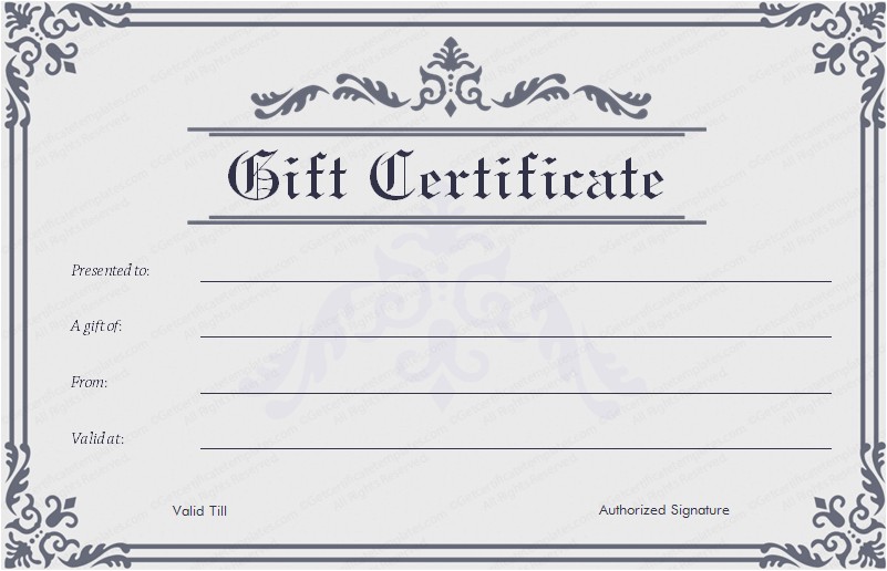 blank gift certificate word