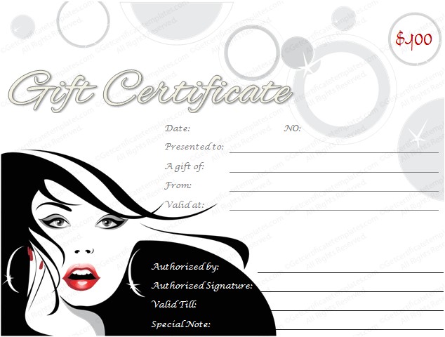 spa and saloon gift certificate template