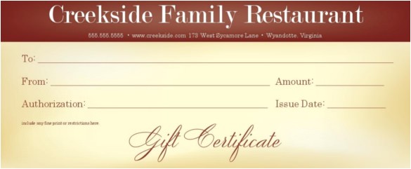 sample restaurant gift certificate