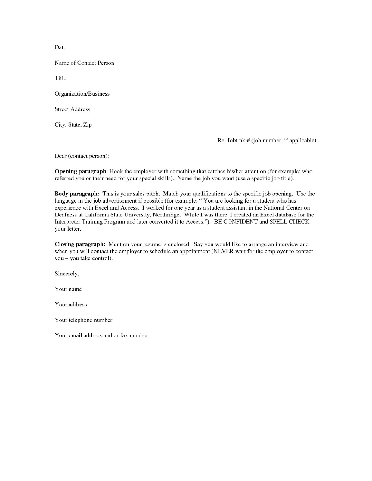 free cover letter samples for resumes
