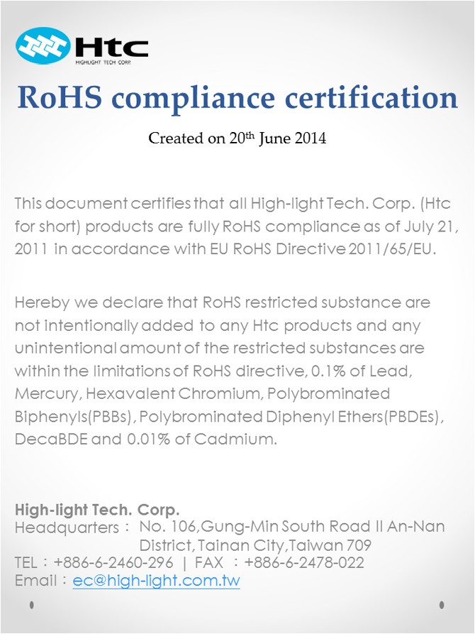 rohs compliance certification