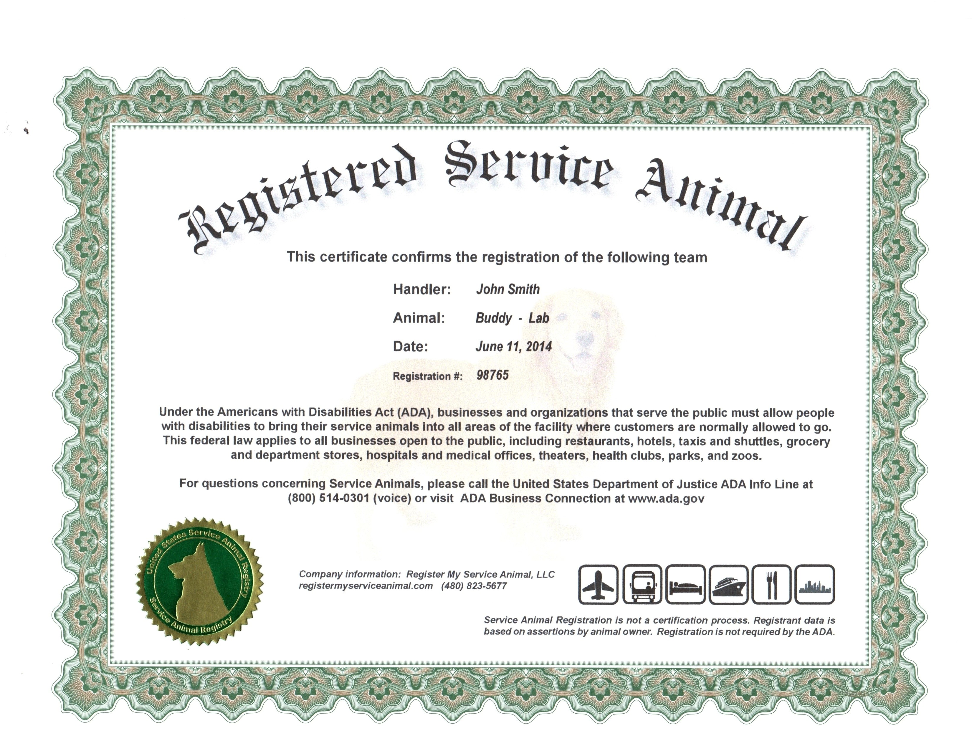 emotional support dog certificate