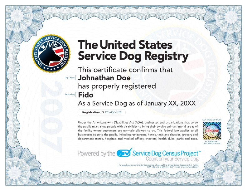 how to certify a service dog