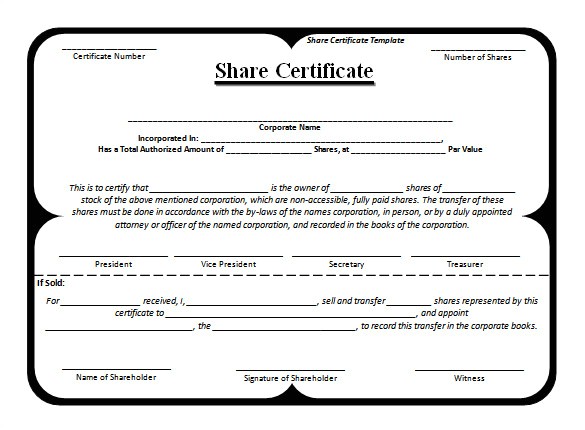 Shareholders Certificate Template Free 21 Share Stock Certificate Templates Psd Vector Eps