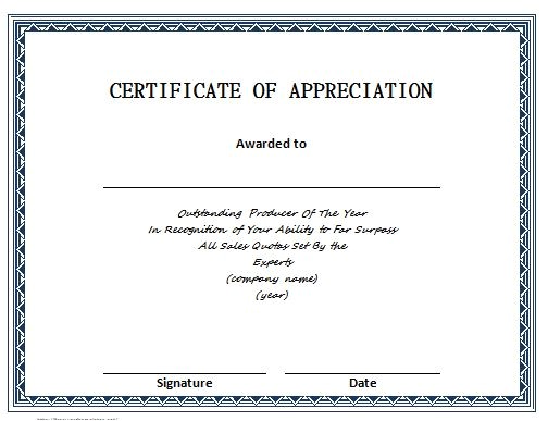 certificate of appreciation templates