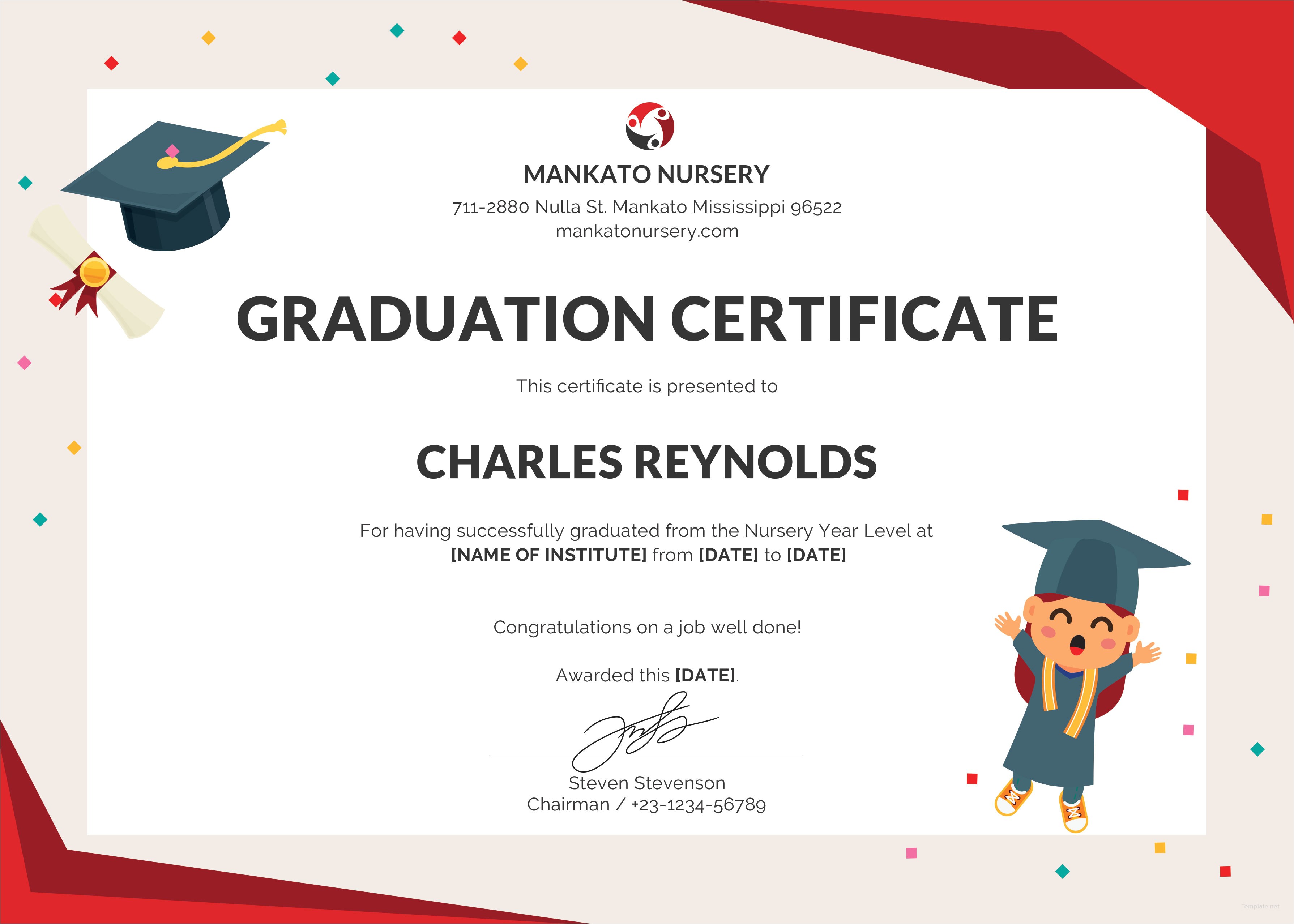 nursery graduation certificate