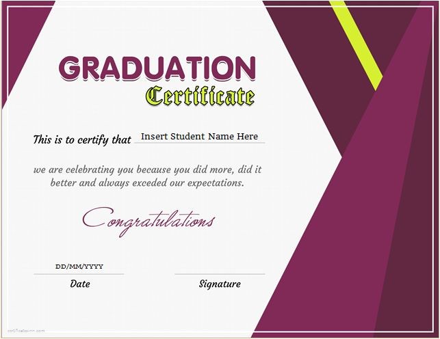 Templates for Graduation Certificates Graduation Certificate Templates for Ms Word