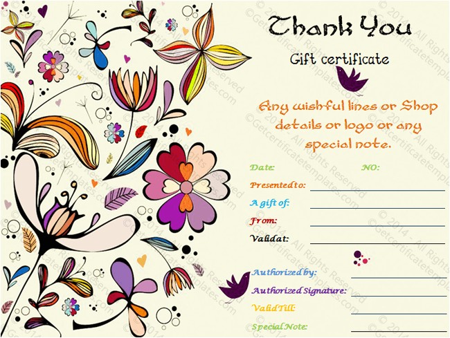 Thank You Gift Certificate Template Special Thank You Gift Certificate Template