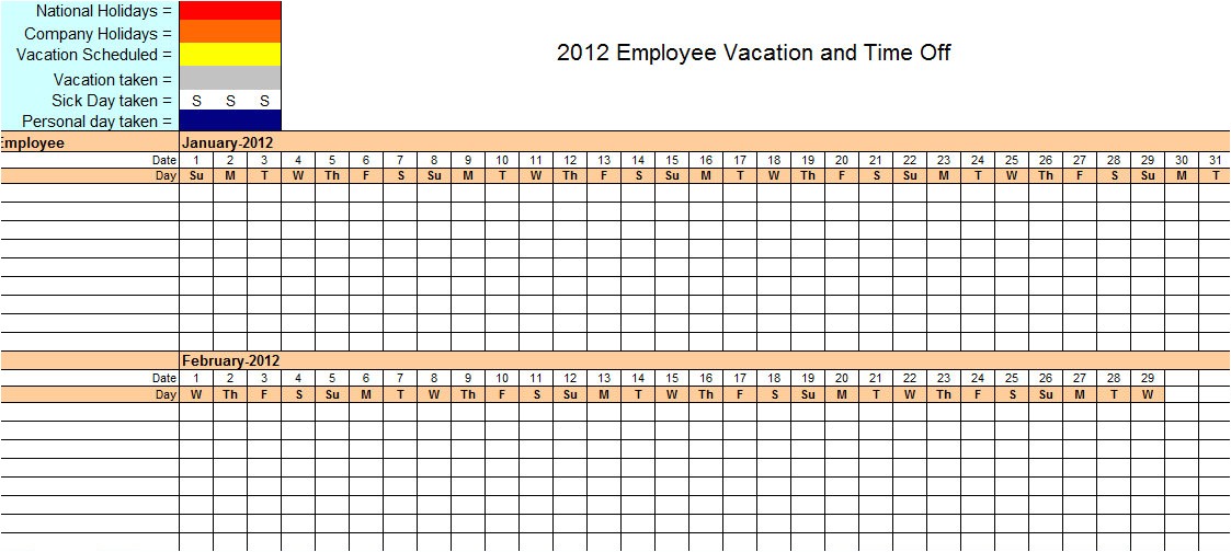 employee time off calendar template 2016