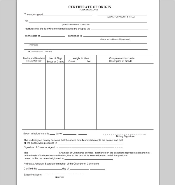 Us israel Certificate Of origin Template Certificate Of origin Sample Of Certificate Of origin