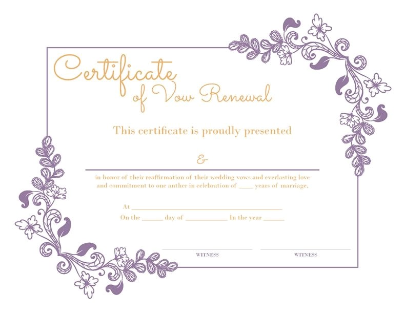 purple floral certificate vow renewal