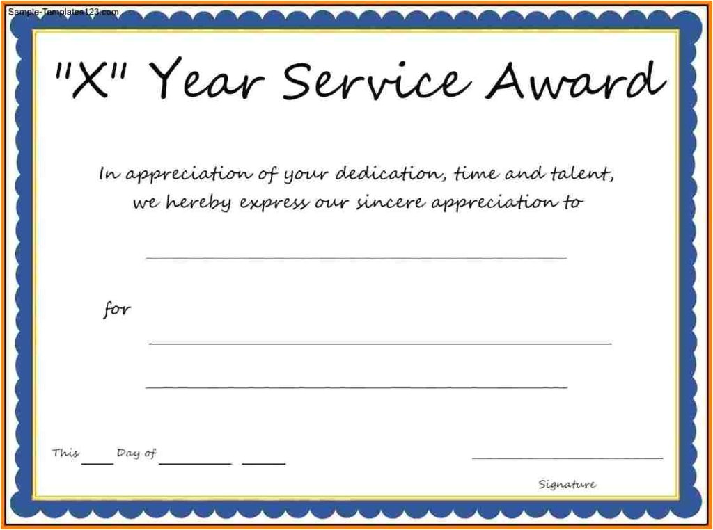 years of service award template