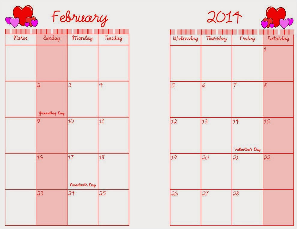 free printable 2014 monthly planner