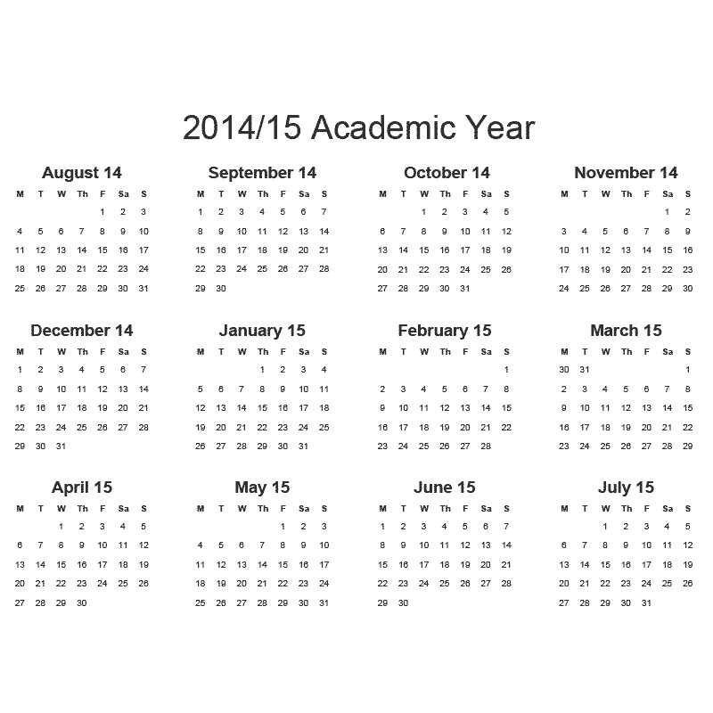 academic calendar 2014 15