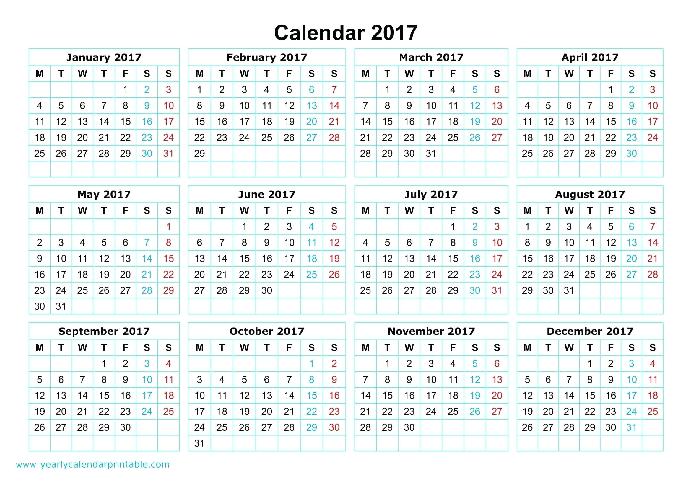 2014 full year calendar template