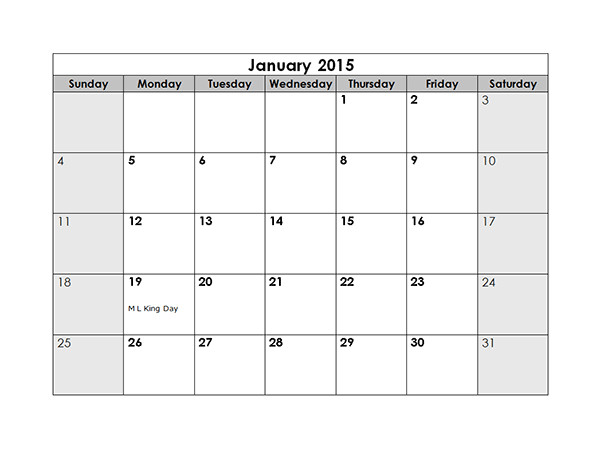 2015 Calendar by Month Template 2015 Monthly Calendar Free Printable Templates