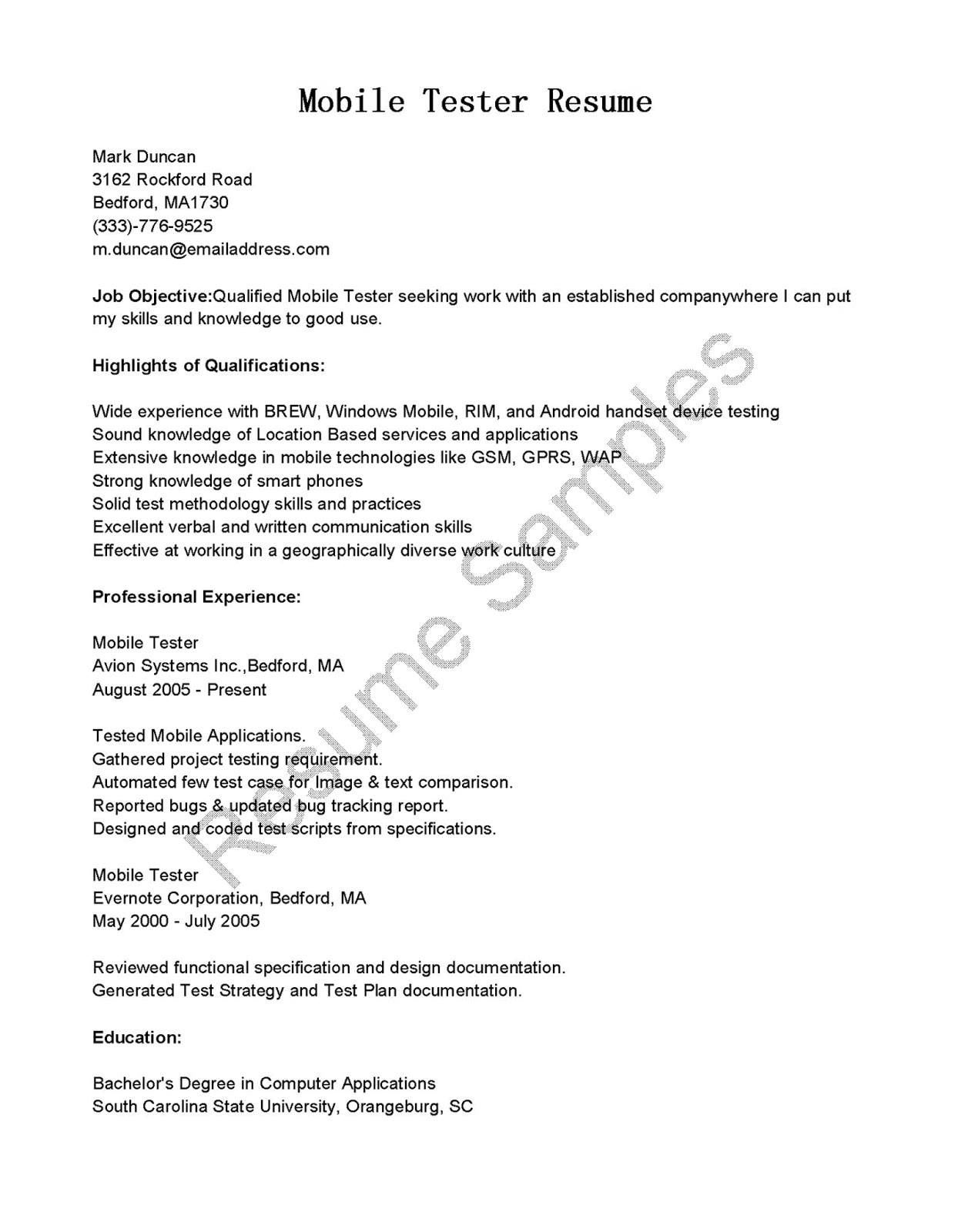 3 Years Manual Testing Sample Resumes 3 Years Manual Testing Sample Resumes New Mobile Qa Tester