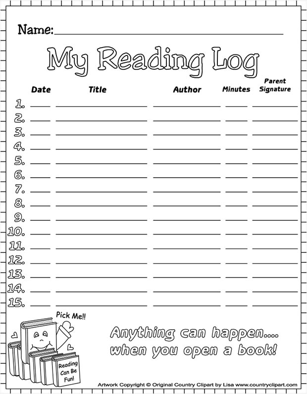 reading log template