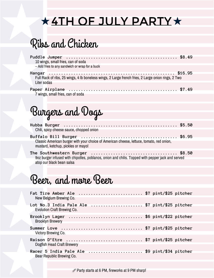 4th Of July Menu Template Holiday Menu Templates From Imenupro More Than Just