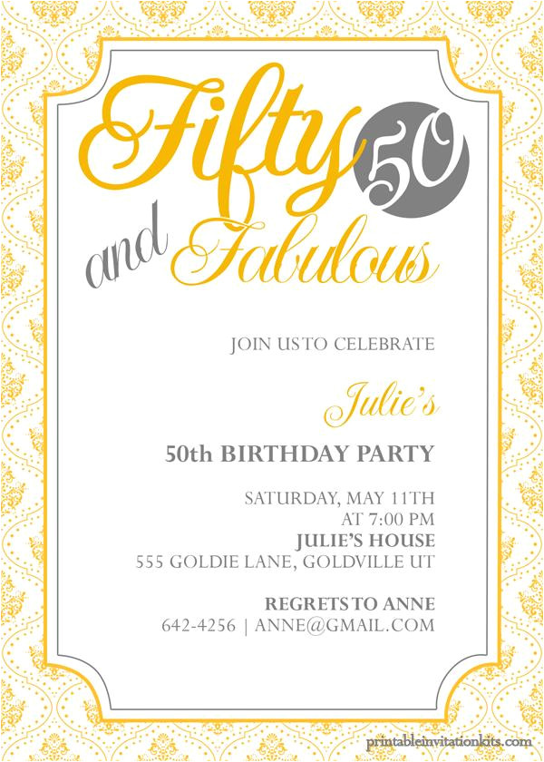 50th birthday invitation templates free printable