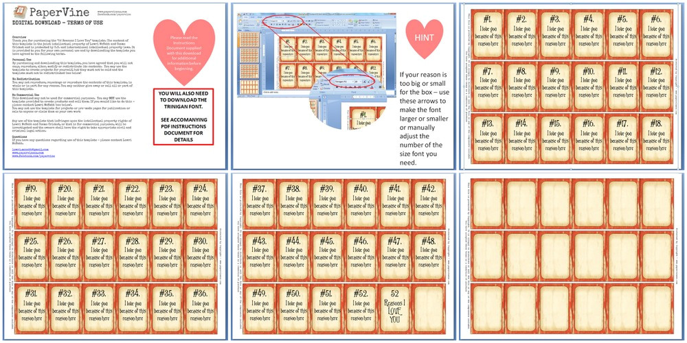 52 Reasons I Love You Template Free Download 52 Reasons I Love You Template