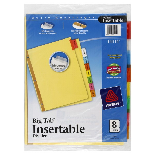 avery big tab insertable dividers 8 tabs