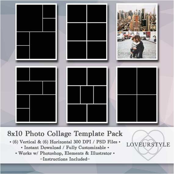 8×10 Photo Collage Template 8×10 Digital Photo Template Pack Photo Collage Scrapbook