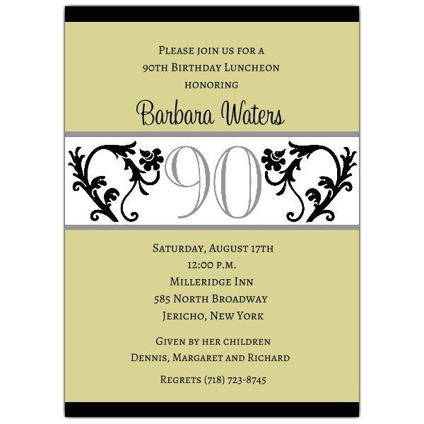 90 Birthday Invitation Templates Elegant Vine Chartreuse 90th Birthday Invitations Paperstyle