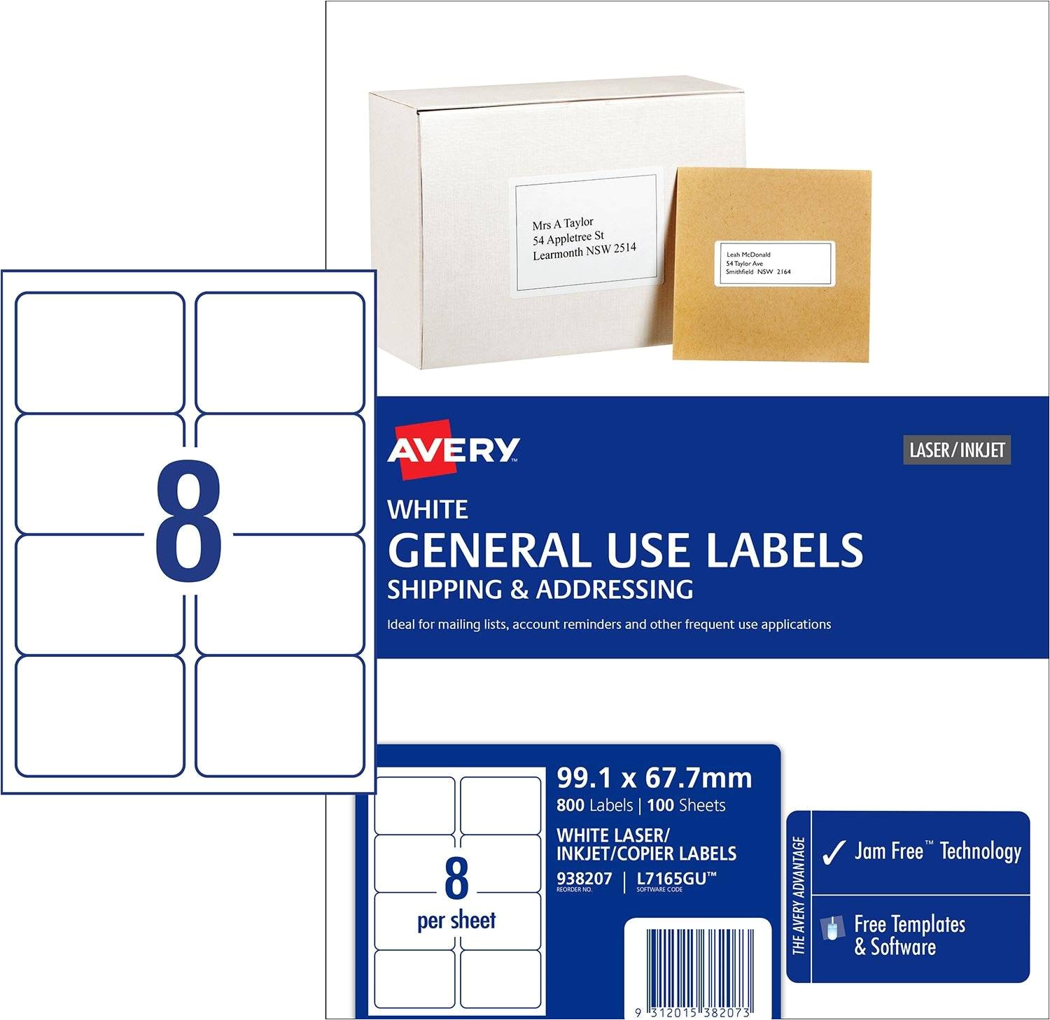 general use labels l7165gu 800 pack 99 1 x 67 7 mm 938207
